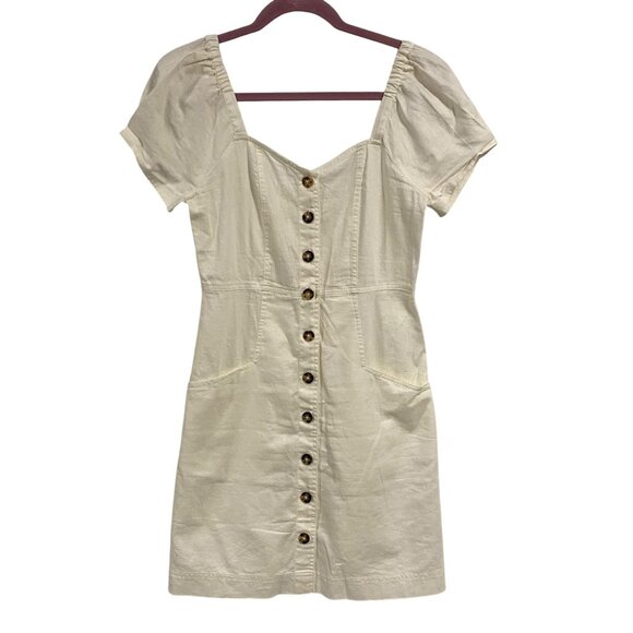 Madewell Linen-Cotton Puff Sleeve Poplin Minidress Size‎ 2 - Picture 1 of 8
